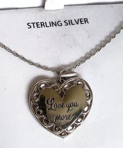 Sterlingsilber 0,925 Love You Massivherz Anhänger Halskette Neu Box - Bild 1 von 5