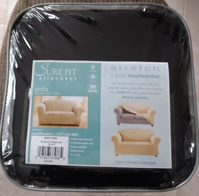 (1) NUEVO~SURE FIT Cubierta Deslizante SOFA Elástica Diagonal Negra - 1 pieza Foto 1 de 3
