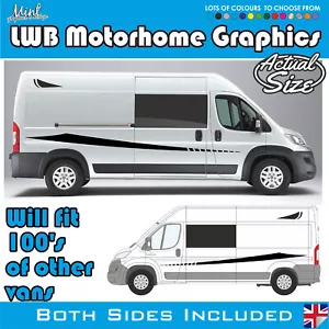 L3 Fiat Ducato L2 XLWB LWB autocaravana cámper furgoneta rayas gráficos calcomanías 0023 - Imagen 1 de 5