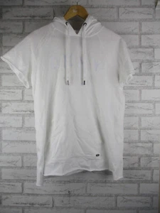 DKNY mens hoodie top white S pockets short sleeve - Picture 1 of 10