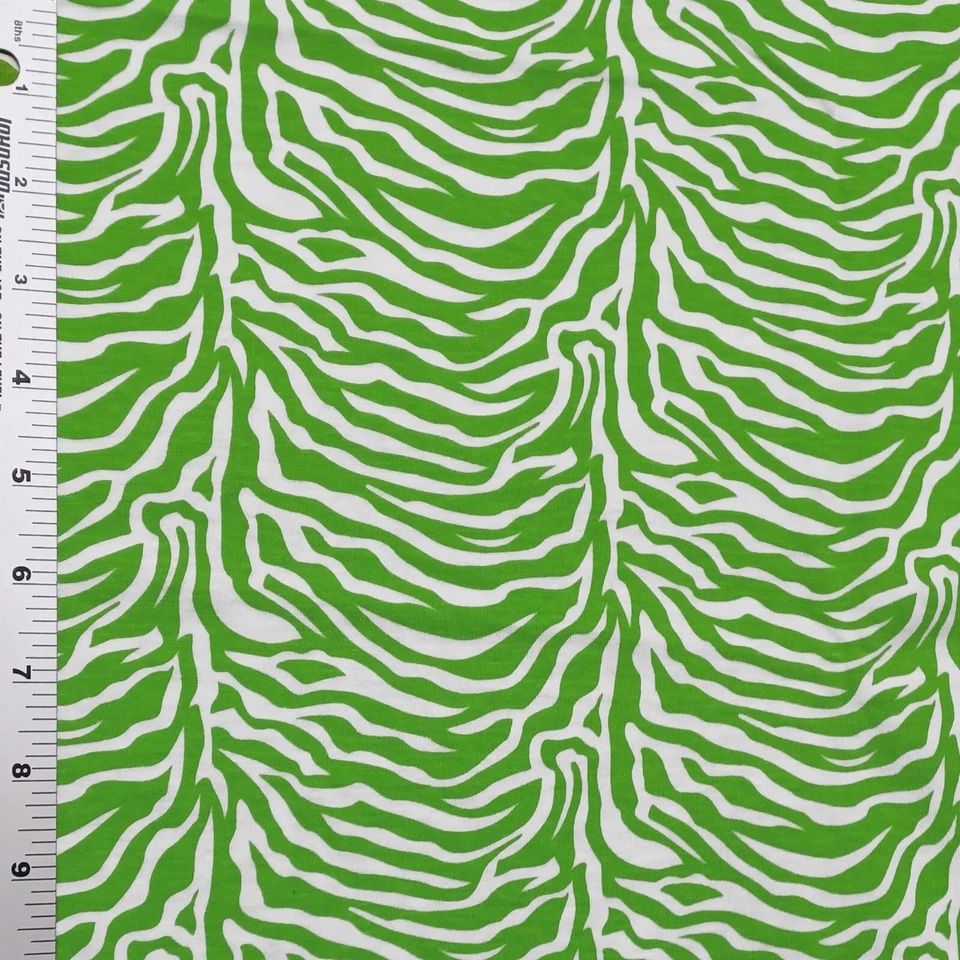 Lime Green and White Zebra Stripe Cotton Jersey Knit Fabric 34" x 42" - Image 1 of 1