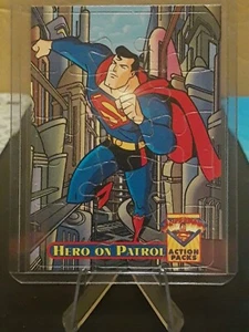 1996 SUPEMAN ACTION PACKS PUZZLE TRADING CARD #PZ5 HERO ON PATROL - Picture 1 of 2