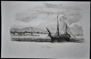 GRAVURE - ANTIQUE PRINT - MARINE - UN NÉGRIER 1837 - Foto 1 di 1