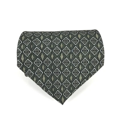 GUESS Corbata EE. UU. Verde Oscuro GEOMÉTRICA Seda Oficina Elegante Vestido Noche Corbata 57" Foto 1 de 4