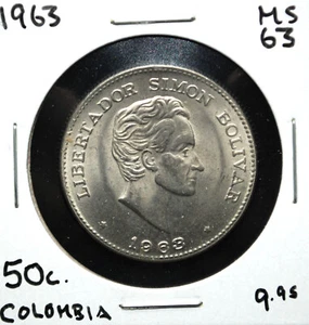 1963 Colombia 50 centavos - Picture 1 of 2