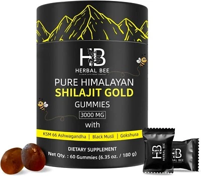 Shilajit Gummies:纯喜马拉雅 Shilajit 带 Ashwagandha 和 85+ 微量矿物质 — 第 1/4 张图片