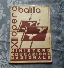 Antica Pagella Scolastica, anno XIII, Opera Balilla Anno Scolastico 1934-1935