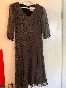 NEW MAX MARA Black & White Silk Polka Dot Bias Cut Fit & Flare -  2 - Picture 1 of 3