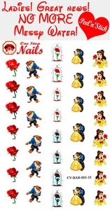 Disney Beauty and the Beast Nail Decals Clear Vinyl PEEL and STICK set of 35 - Picture 1 of 4