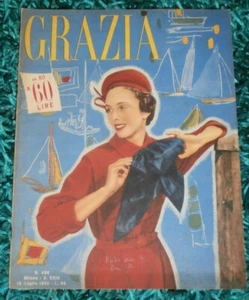 GRAZIA # 490 Vintage Italian FASHION Magazine 1950 BIKI MOLYNEUX FATH VERRI - Imagen 1 de 8