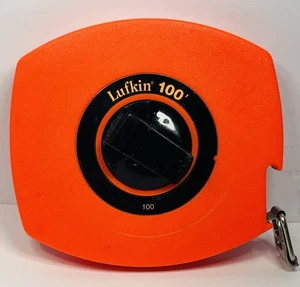 Lufkin Rule Co 100' Stahl Maßband Neon Orange Etui USA Band Vintage - Bild 1 von 3