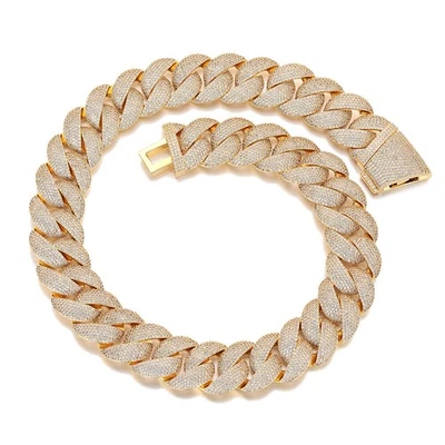 Brazalete de acero inoxidable con collar de diamantes estilo hip-hop de cadena cubana de 22 mm para hombre Foto 1 de 4