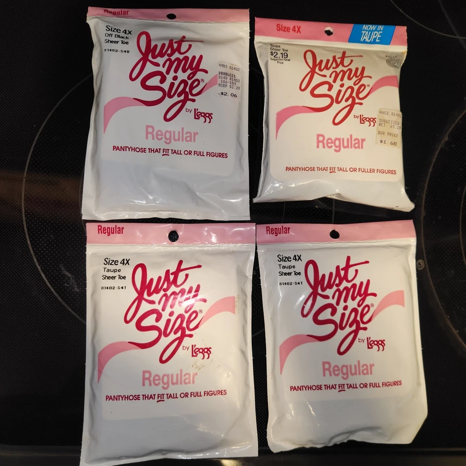 Lote de 4 pantimedias vintage Just My Size 4X de LEGGS 3 topo y 1 negro talla grande  Foto 1 de 4