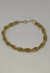 Vergoldetes Tombak Vintage Armband in gedrehter Kordeloptik ca 19,3 cm - Bild 1 von 6
