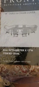 *NEW* FRONTGATE OUTDOOR PREMIUM TABLE & CHAIR COVER 84" Diameter x 17" High - Picture 1 of 6