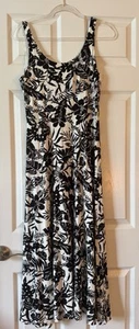 LOFT Black & White Floral Midi Dress Size S NWT - Picture 1 of 7