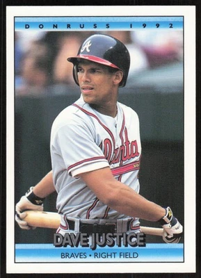 1992 Donruss Dave Justice Baseball Card #327 - Atlanta Braves - Image 1 of 2