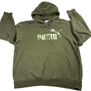 Puma Hoodie Herren XL olivgrün Camouflage Logo Pullover Sweatshirt Streetwear - Bild 1 von 8