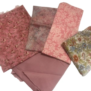 DUSTY ROSE cotton fabric remnant scraps + 1 yard solid (SEE PHOTOS) - Picture 1 of 7