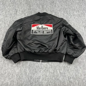 Vintage Marlboro Bomber Jacket Mens XL Black Tony Scott Adventure 1993 90s USA - Picture 1 of 15