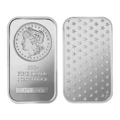 Barra de plata SilverTowne Morgan de 5 oz (totalmente nueva) tiempo límite de diciembre Foto 1 de 4