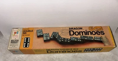 Dragon Dominoes Halsam Double Six Wooden 1970 Milton Bradley 28 Pieces #4130 - Image 1 of 4