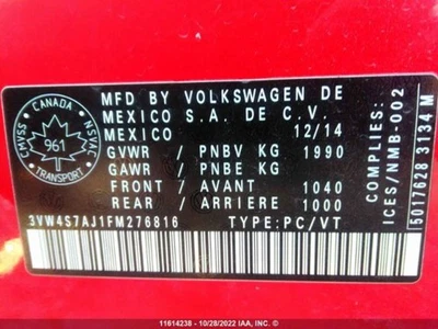 Used Driving Light fits: 2015 Volkswagen Jetta gli Fog-Driving Grade A - Изображение 1 из 4