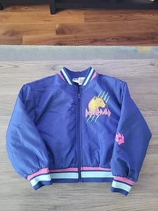 Def Leppard Youth Girls Purple Full-Zip Graphic Midweight Bomber Jacket: Sz 7/8 - Picture 1 of 11