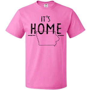 Inktastic It's Home- State Of Iowa Outline Distressed Text T-Shirt Des Moines - Picture 1 of 10