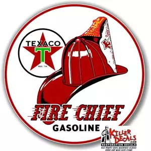 (TEXA-4-2) 4" TEXACO FIRE CHIEF GASOLINE ROUND DECAL OIL GAS PUMP LUBSTER - Picture 1 of 1