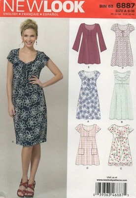 New Look Sewing Pattern 6887 Dress Mini Tunic Empire Waist Ties Size 6 - 16 New - Image 1 of 4