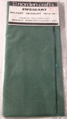 NEW 32 Ct Norden Crafts Zweigart SPRUCE GREEN Linen 18 x 18" - Image 1 of 2