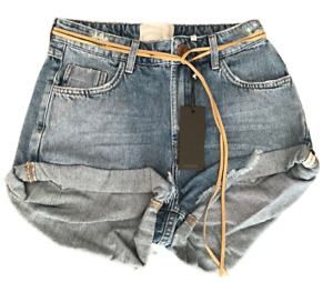 One Teaspoon 24 Pacifica Mid Waist Bandit Distressed Denim Cut-Off Shorts - New