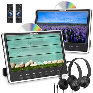 2 x 12" Screen Headrest DVD Player Car Monitor Pillow USB AV IN OUT HDMI+Headset - Picture 1 of 12