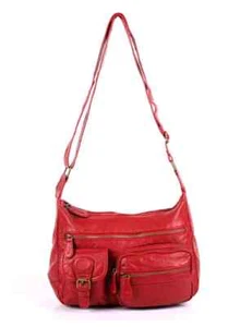 KARLA HANSON KH52-50705 CHARLOTTE RED FAUX LEATHER MULTI POCKET CROSSBODY BAG - Picture 1 of 6
