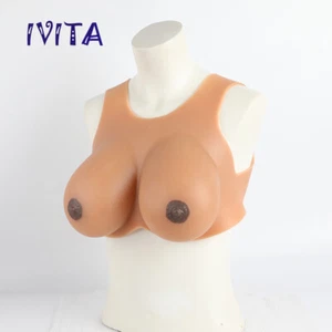 IVITA 4XL EE Cup Silicone Breast Forms Fake Boobs Vest Style Bras Enhancer - Picture 1 of 12