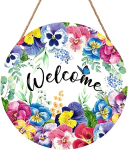 Welcome Spring Summer Floral Flowers Wreaths Sign for Front Door Decor Farmhouse - Picture 1 of 12