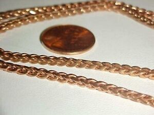38 INCHES VINTAGE SOLID COPPER BRAIDED 2.5mm. BOX CHAIN SECTION L273
