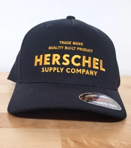 Herschel Hat Cap Fitted Mens Large XL Black Flexfit Embroidered Supply Company - Picture 1 of 10