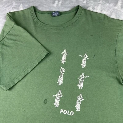 Camiseta Polo RARA De Colección Por Ralph Lauren Hula Niña Adulto Mediana Desteñida Verde Foto 1 de 4