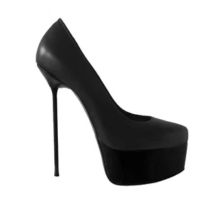 GIOHEL CUSTOM ITALY PLATFORM SEXY HIGHEST HEELS PUMPS STILETTO LEATHER BLACK 39 - Imagen 1 de 3