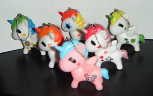 Lot of 6 TOKIDOKI STYLE UNICORN MINI ZIPPER PULLS Keychain Backpack Clip 2.5" - Picture 1 of 3
