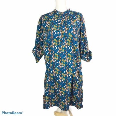 Vestido estampado árbol fósil manga 3/4 azul talla L Foto 1 de 4