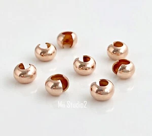 25pcs 4mm 14k Rose gold filled round crimp bead cover F05rg - Picture 1 of 1
