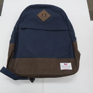 JACK + MULLIGAN BLUE / BROWN CANVAS BACKPACK NEW NICE!!!! - Picture 1 of 9