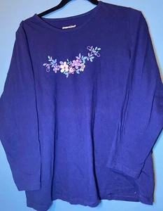 Vintage Dreams & Womens Purple Long Sleeve Floral Top, M - Picture 1 of 3