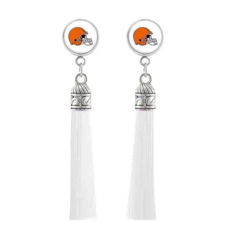 Cleveland Browns Earrings , Tassel Dangle Earrings, Stainless Steel Cover
