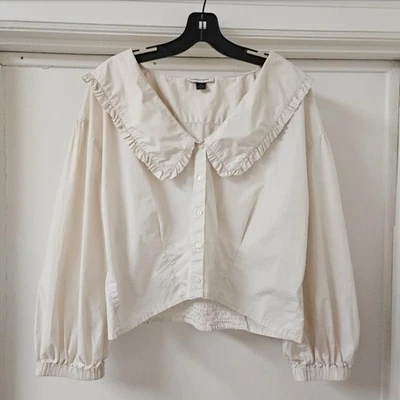 РУБАШКА AMERICAN EAGLE PETER PAN С ОБОРКАМИ И ВОРОТНИКОМ НА ПУГОВИЦАХ КРЕМОВАЯ РАЗМЕР XXL - Изображение 1 из 4