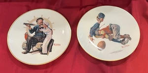 2 DANBURY MINT NORMAN ROCKWELL FINE CHINA PLATES "SHIP AHOY" SATRUDAY'S HEROES" - Picture 1 of 24