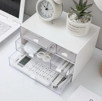 Plastic Desktop Organizer 6 Drawers Stackable Storage for Makeup Office Supplies - Image 1 of 4
